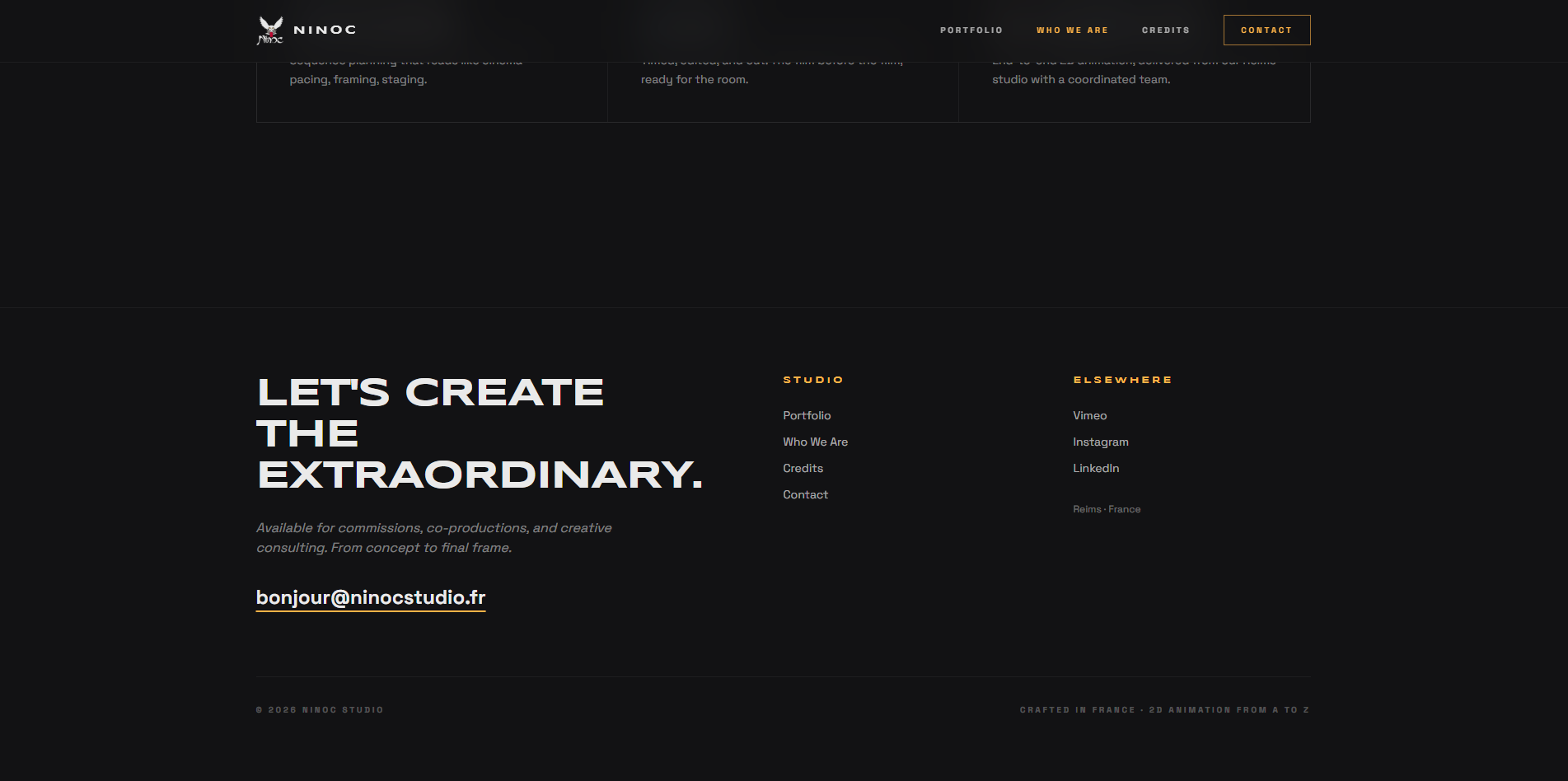 Ninoc Studio footer section